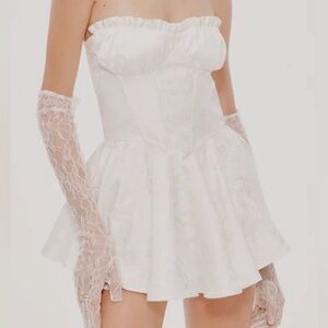 Nana Jacqueline White Strapless Textured Mini Dress